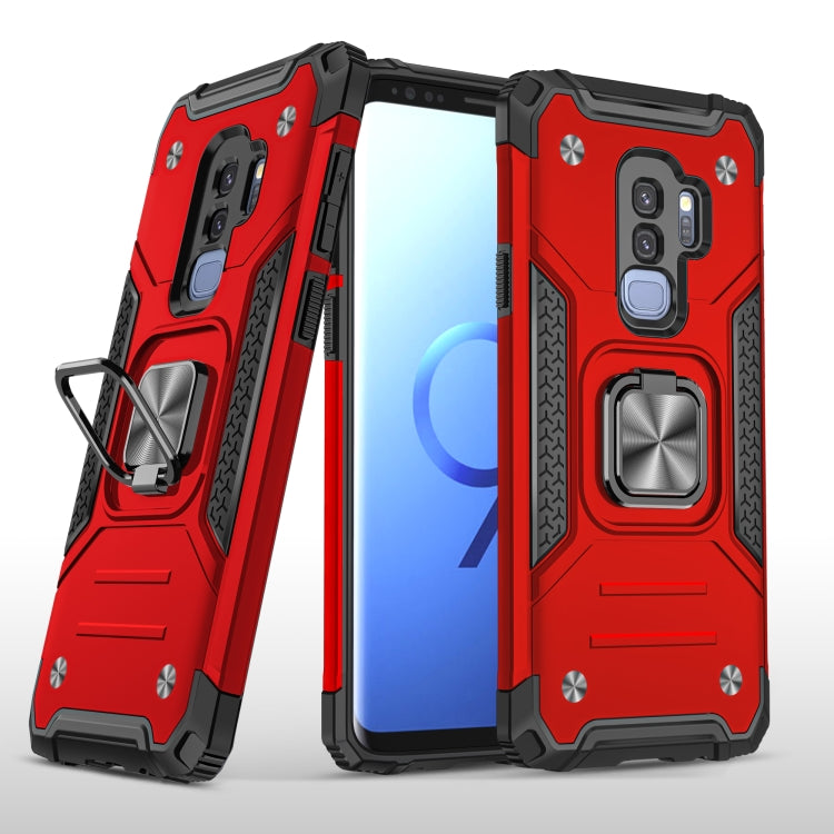 For Samsung Galaxy S9+ Magnetic Armor Shockproof TPU + PC Case with Metal Ring Holder