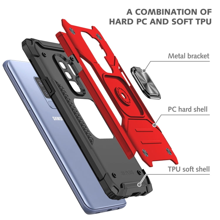 For Samsung Galaxy S9+ Magnetic Armor Shockproof TPU + PC Case with Metal Ring Holder