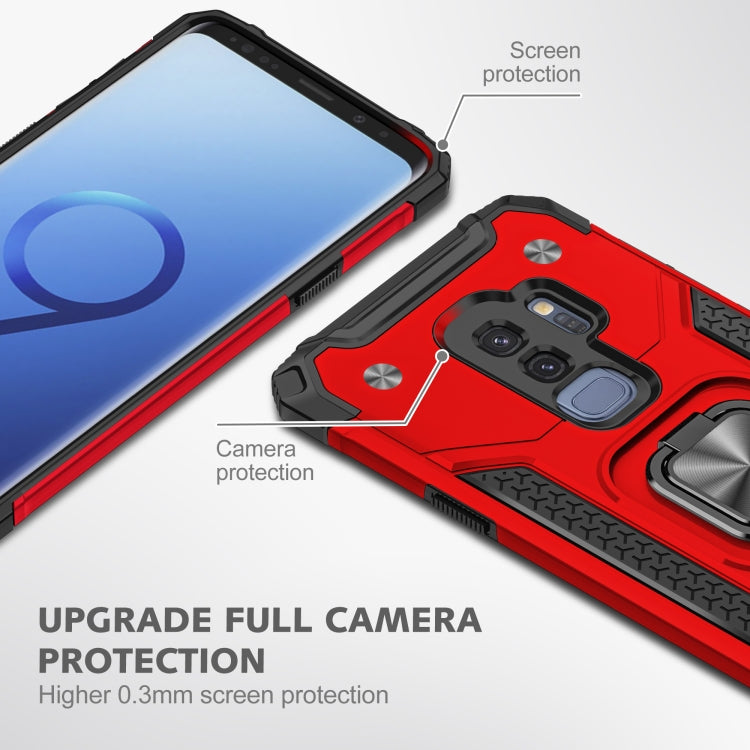 For Samsung Galaxy S9+ Magnetic Armor Shockproof TPU + PC Case with Metal Ring Holder