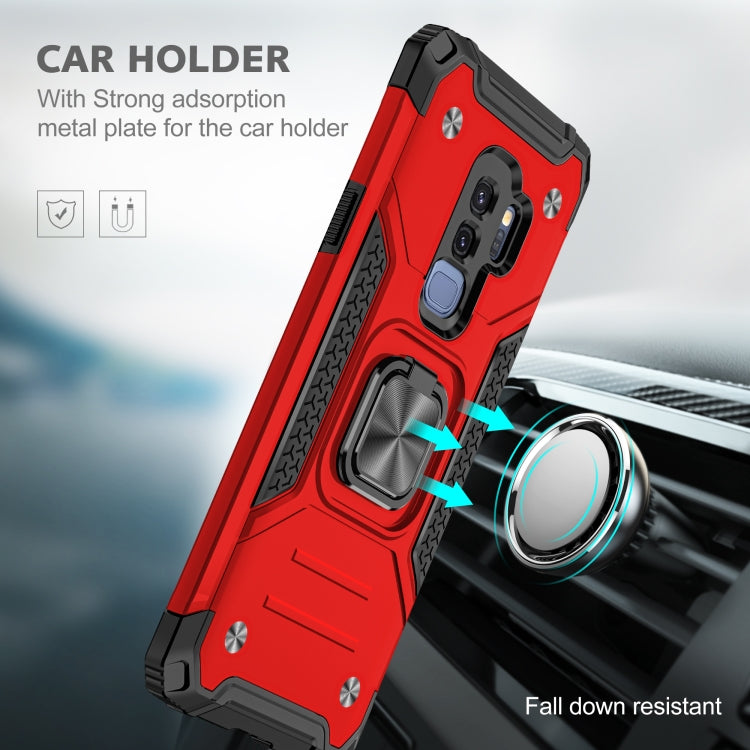 For Samsung Galaxy S9+ Magnetic Armor Shockproof TPU + PC Case with Metal Ring Holder