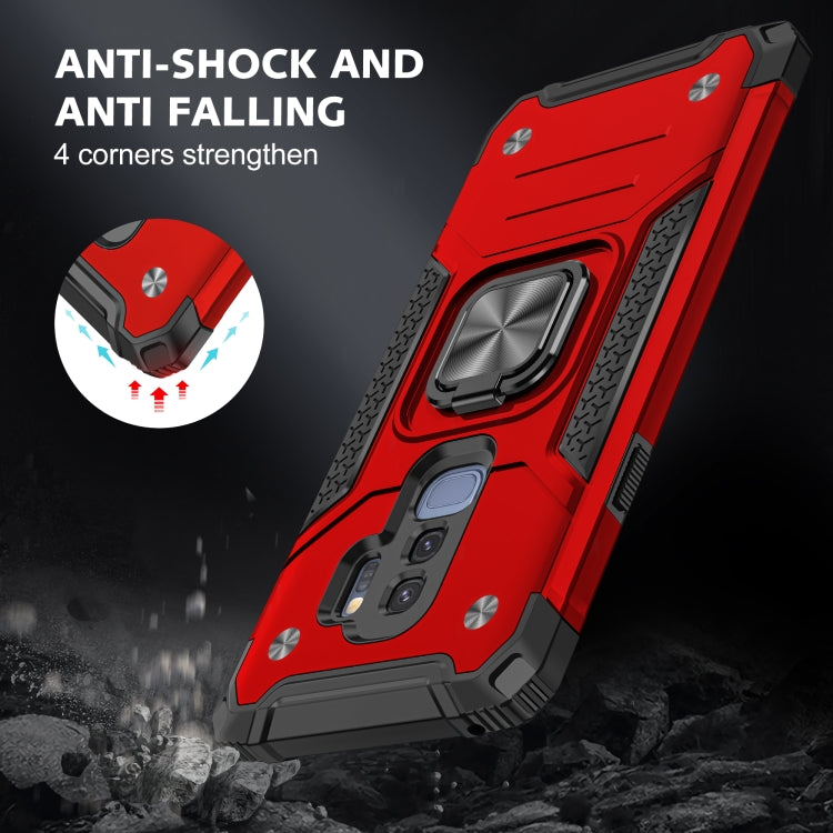 For Samsung Galaxy S9+ Magnetic Armor Shockproof TPU + PC Case with Metal Ring Holder
