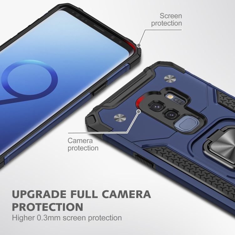 For Samsung Galaxy S9+ Magnetic Armor Shockproof TPU + PC Case with Metal Ring Holder