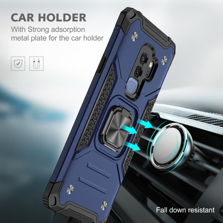 For Samsung Galaxy S9+ Magnetic Armor Shockproof TPU + PC Case with Metal Ring Holder