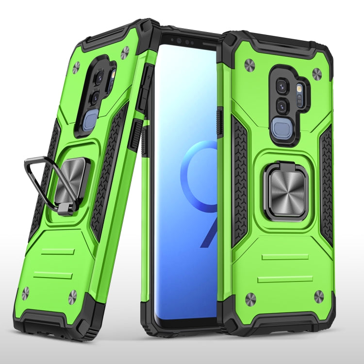 For Samsung Galaxy S9+ Magnetic Armor Shockproof TPU + PC Case with Metal Ring Holder
