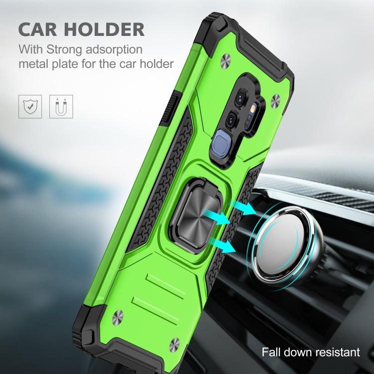 For Samsung Galaxy S9+ Magnetic Armor Shockproof TPU + PC Case with Metal Ring Holder