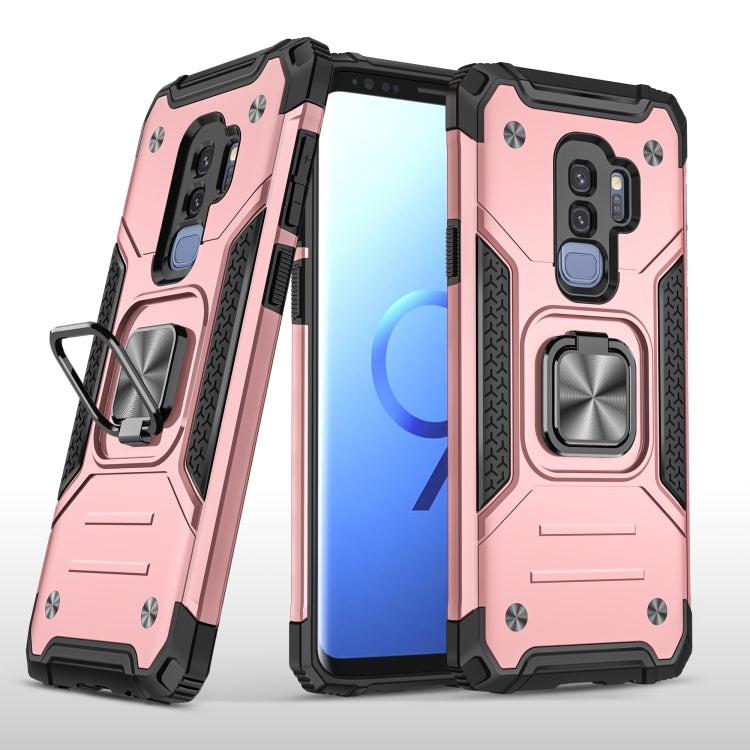 For Samsung Galaxy S9+ Magnetic Armor Shockproof TPU + PC Case with Metal Ring Holder