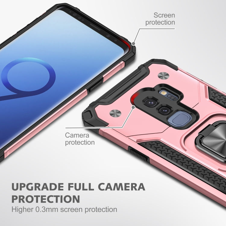 For Samsung Galaxy S9+ Magnetic Armor Shockproof TPU + PC Case with Metal Ring Holder