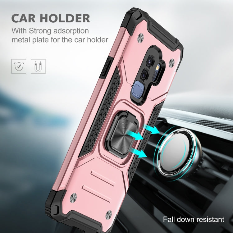 For Samsung Galaxy S9+ Magnetic Armor Shockproof TPU + PC Case with Metal Ring Holder