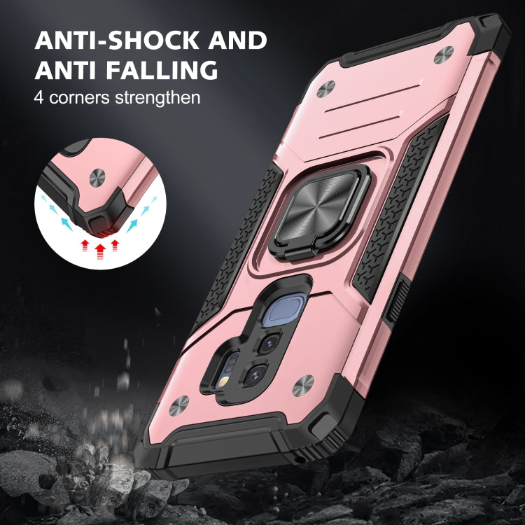For Samsung Galaxy S9+ Magnetic Armor Shockproof TPU + PC Case with Metal Ring Holder