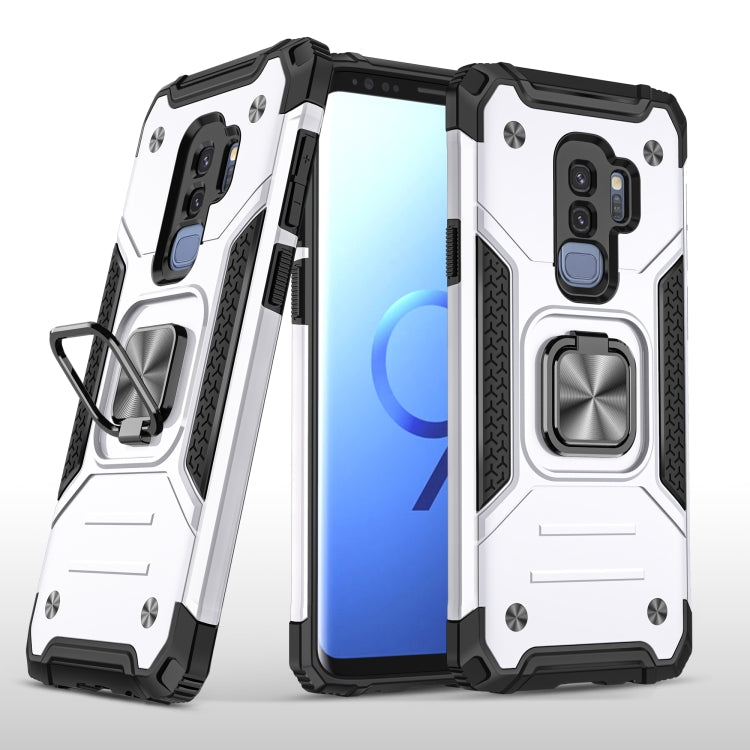 For Samsung Galaxy S9+ Magnetic Armor Shockproof TPU + PC Case with Metal Ring Holder