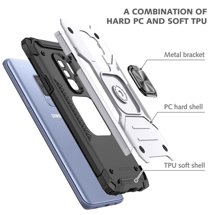 For Samsung Galaxy S9+ Magnetic Armor Shockproof TPU + PC Case with Metal Ring Holder