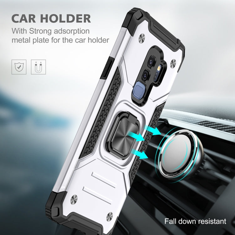 For Samsung Galaxy S9+ Magnetic Armor Shockproof TPU + PC Case with Metal Ring Holder