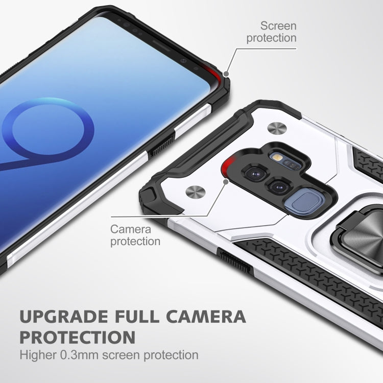 For Samsung Galaxy S9+ Magnetic Armor Shockproof TPU + PC Case with Metal Ring Holder