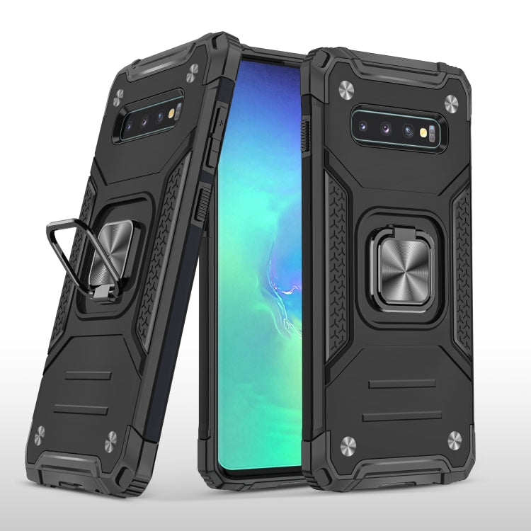 For Samsung Galaxy S10 Magnetic Armor Shockproof TPU + PC Case with Metal Ring Holder