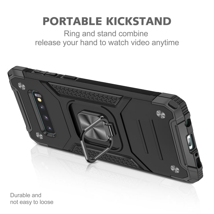 For Samsung Galaxy S10 Magnetic Armor Shockproof TPU + PC Case with Metal Ring Holder