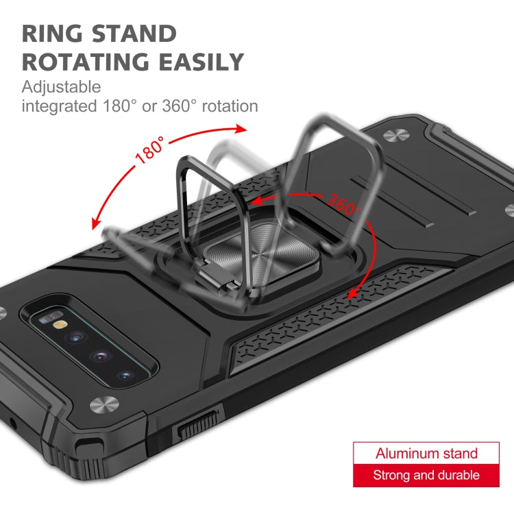 For Samsung Galaxy S10 Magnetic Armor Shockproof TPU + PC Case with Metal Ring Holder