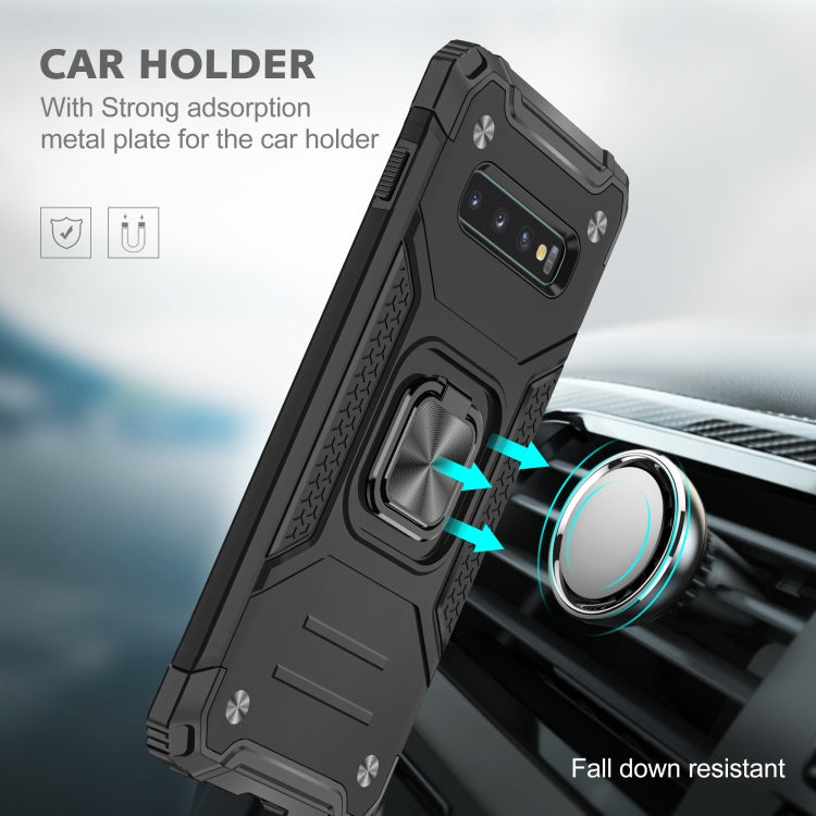 For Samsung Galaxy S10 Magnetic Armor Shockproof TPU + PC Case with Metal Ring Holder
