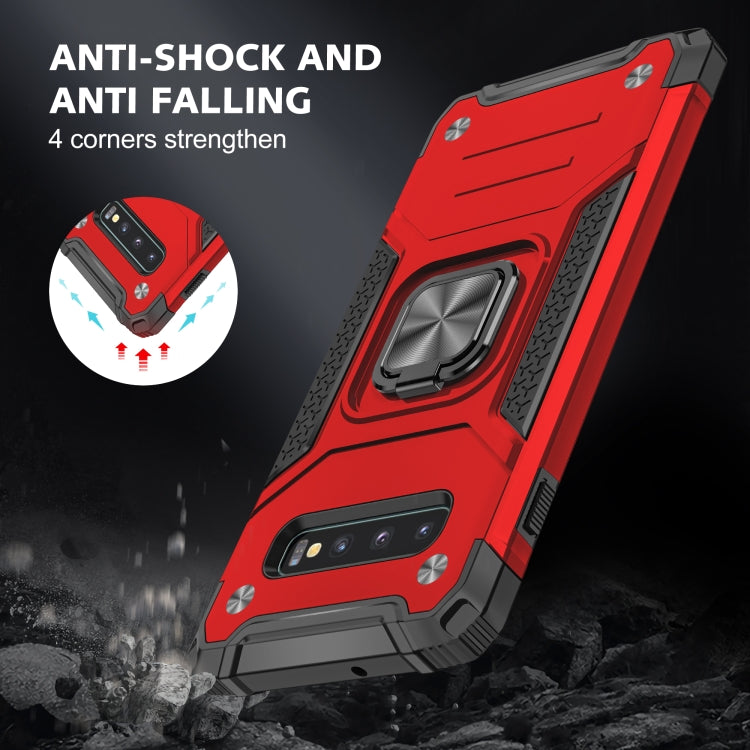 For Samsung Galaxy S10 Magnetic Armor Shockproof TPU + PC Case with Metal Ring Holder