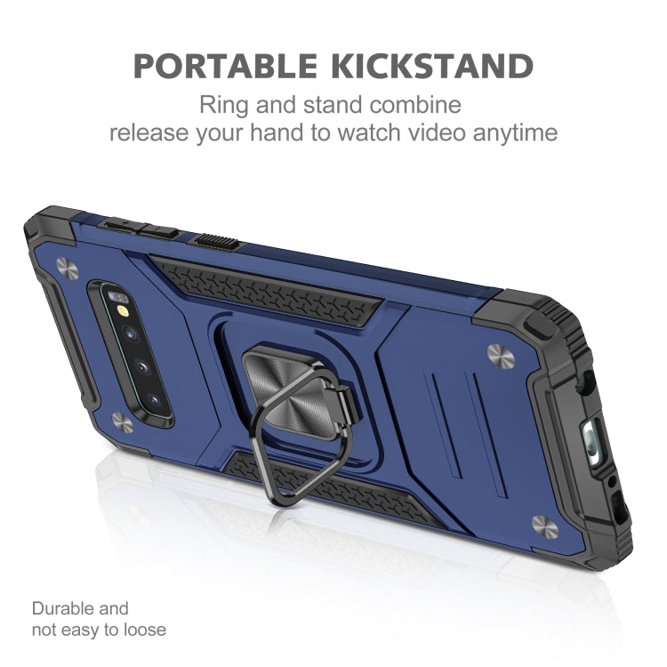 For Samsung Galaxy S10 Magnetic Armor Shockproof TPU + PC Case with Metal Ring Holder