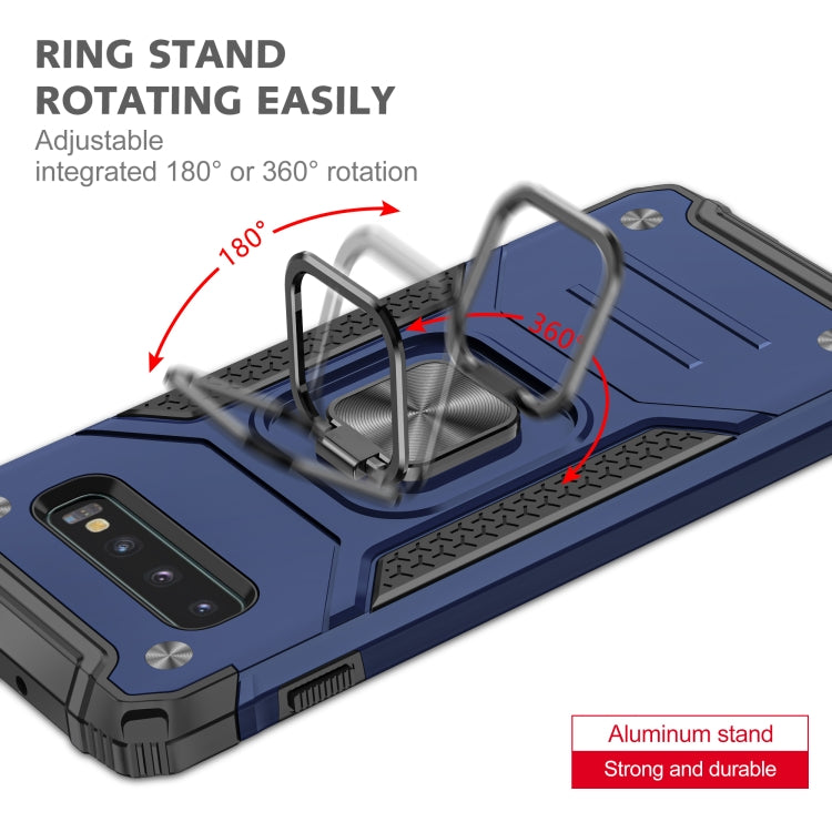 For Samsung Galaxy S10 Magnetic Armor Shockproof TPU + PC Case with Metal Ring Holder