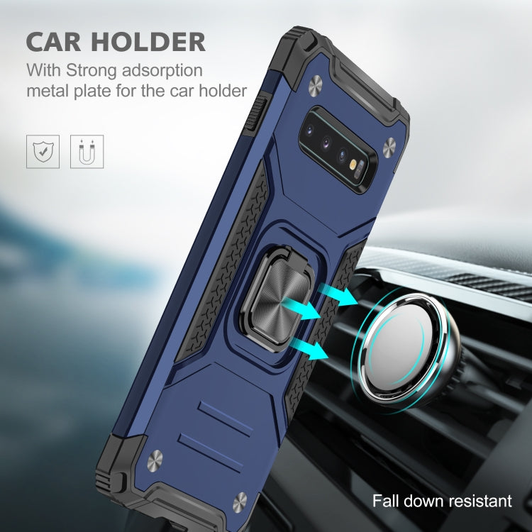 For Samsung Galaxy S10 Magnetic Armor Shockproof TPU + PC Case with Metal Ring Holder