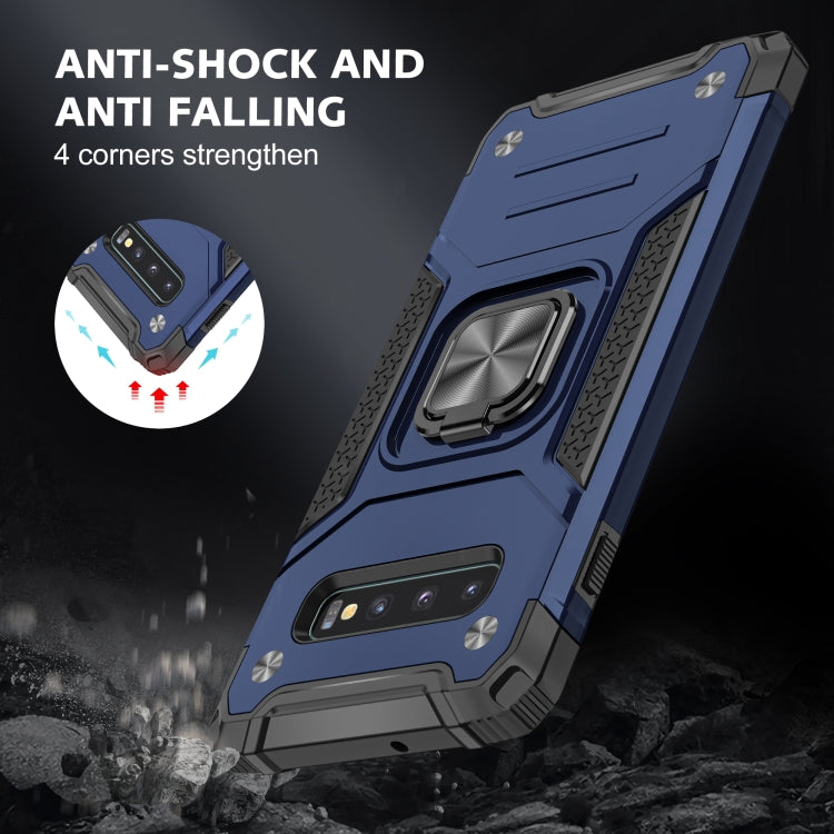 For Samsung Galaxy S10 Magnetic Armor Shockproof TPU + PC Case with Metal Ring Holder