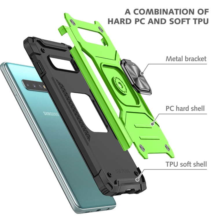 For Samsung Galaxy S10 Magnetic Armor Shockproof TPU + PC Case with Metal Ring Holder