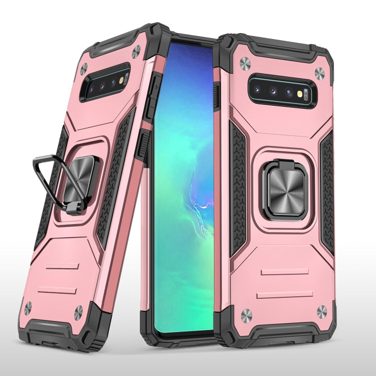For Samsung Galaxy S10 Magnetic Armor Shockproof TPU + PC Case with Metal Ring Holder