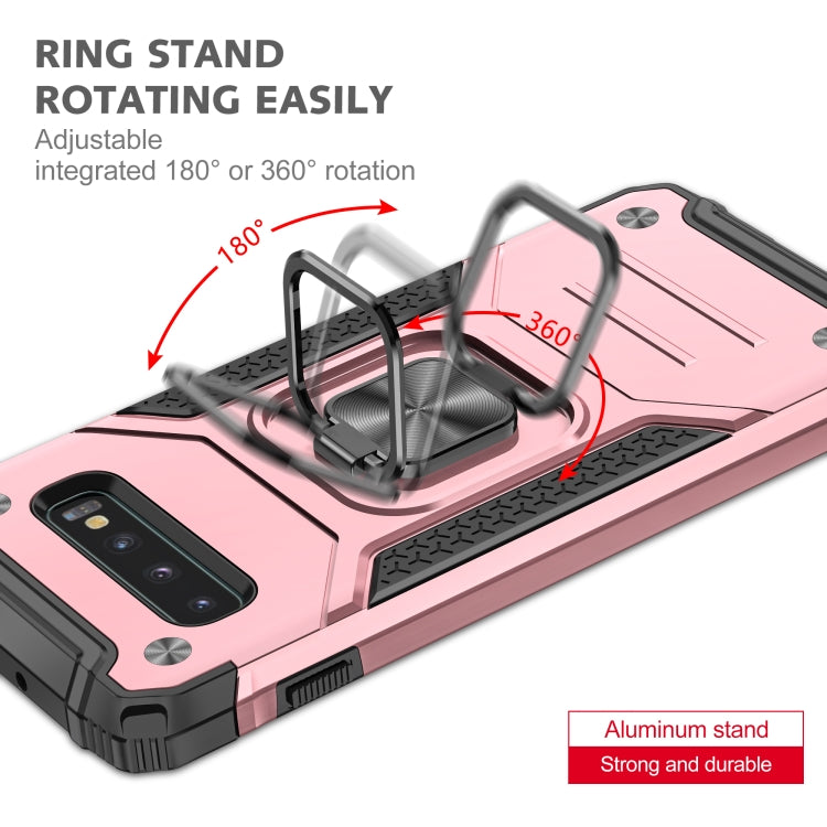 For Samsung Galaxy S10 Magnetic Armor Shockproof TPU + PC Case with Metal Ring Holder