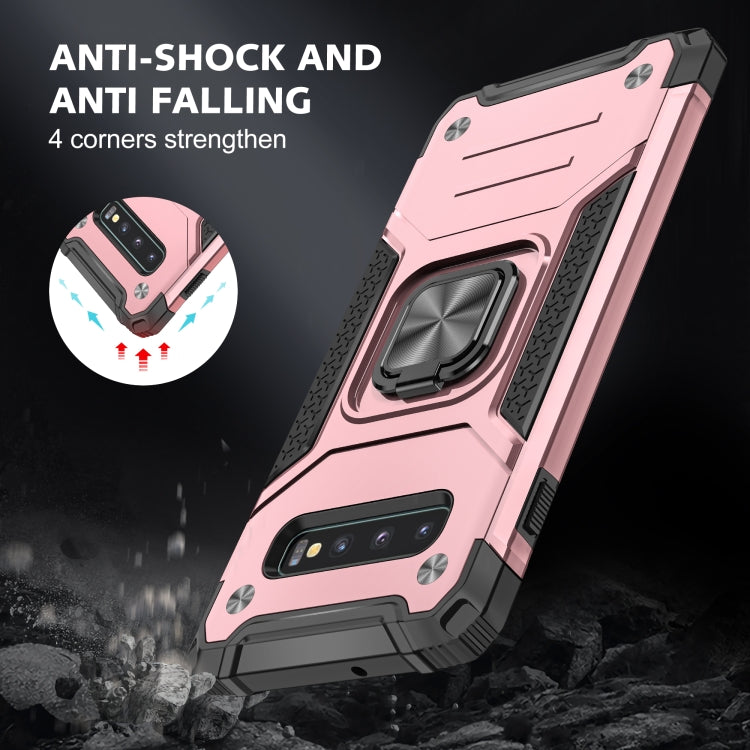 For Samsung Galaxy S10 Magnetic Armor Shockproof TPU + PC Case with Metal Ring Holder