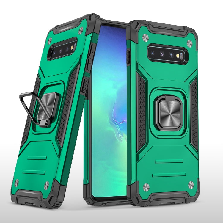For Samsung Galaxy S10 Magnetic Armor Shockproof TPU + PC Case with Metal Ring Holder