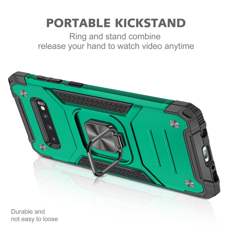 For Samsung Galaxy S10 Magnetic Armor Shockproof TPU + PC Case with Metal Ring Holder