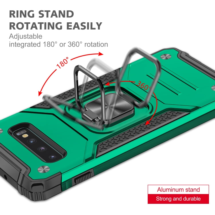 For Samsung Galaxy S10 Magnetic Armor Shockproof TPU + PC Case with Metal Ring Holder