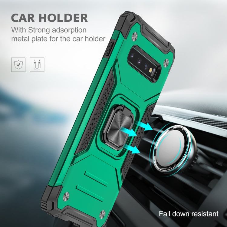 For Samsung Galaxy S10 Magnetic Armor Shockproof TPU + PC Case with Metal Ring Holder