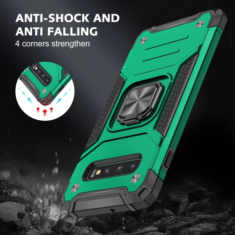 For Samsung Galaxy S10 Magnetic Armor Shockproof TPU + PC Case with Metal Ring Holder
