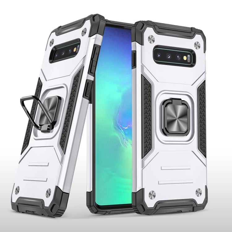 For Samsung Galaxy S10 Magnetic Armor Shockproof TPU + PC Case with Metal Ring Holder