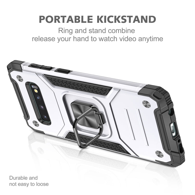 For Samsung Galaxy S10 Magnetic Armor Shockproof TPU + PC Case with Metal Ring Holder
