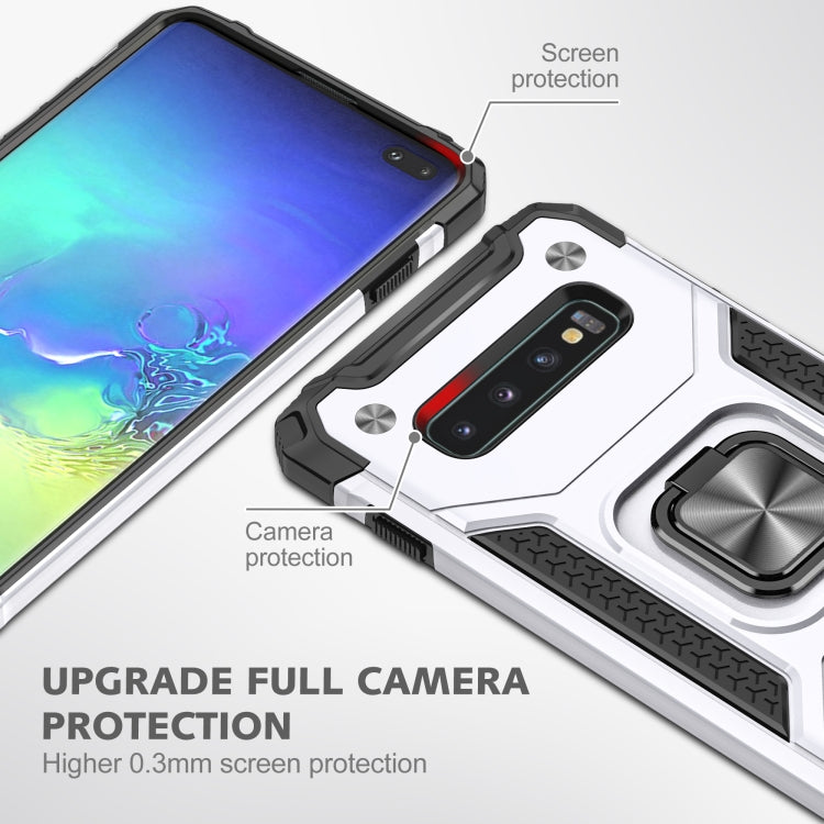 For Samsung Galaxy S10 Magnetic Armor Shockproof TPU + PC Case with Metal Ring Holder