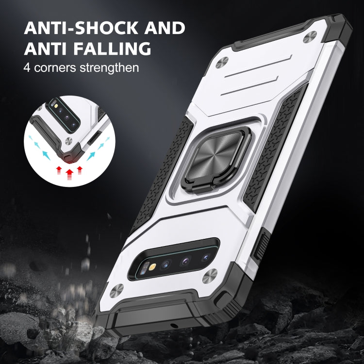 For Samsung Galaxy S10 Magnetic Armor Shockproof TPU + PC Case with Metal Ring Holder