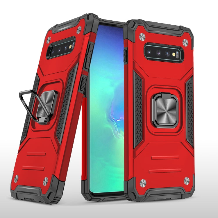 For Samsung Galaxy S10+ Magnetic Armor Shockproof TPU + PC Case with Metal Ring Holder