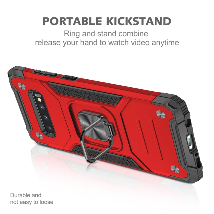 For Samsung Galaxy S10+ Magnetic Armor Shockproof TPU + PC Case with Metal Ring Holder
