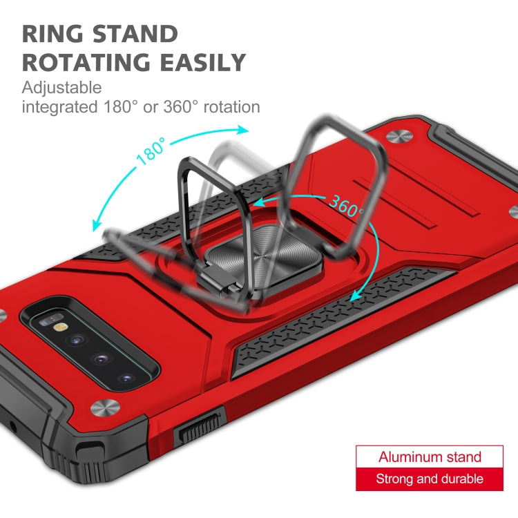 For Samsung Galaxy S10+ Magnetic Armor Shockproof TPU + PC Case with Metal Ring Holder