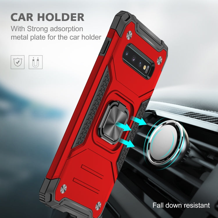 For Samsung Galaxy S10+ Magnetic Armor Shockproof TPU + PC Case with Metal Ring Holder