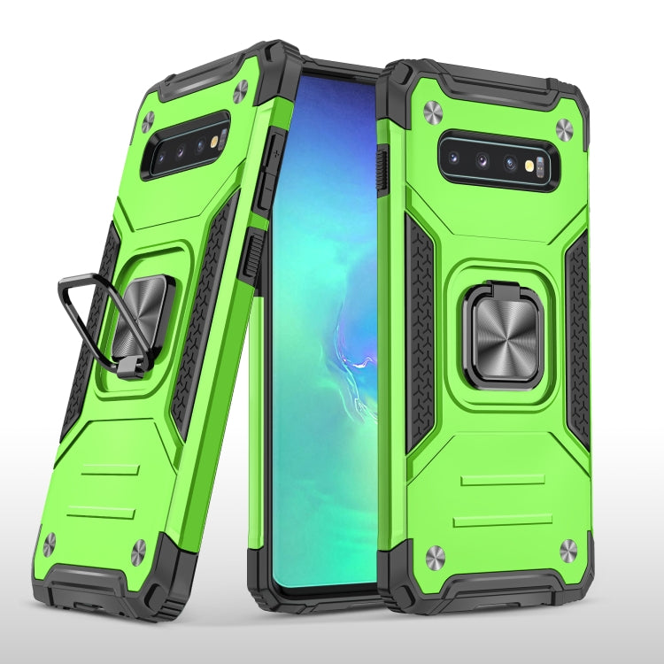 For Samsung Galaxy S10+ Magnetic Armor Shockproof TPU + PC Case with Metal Ring Holder