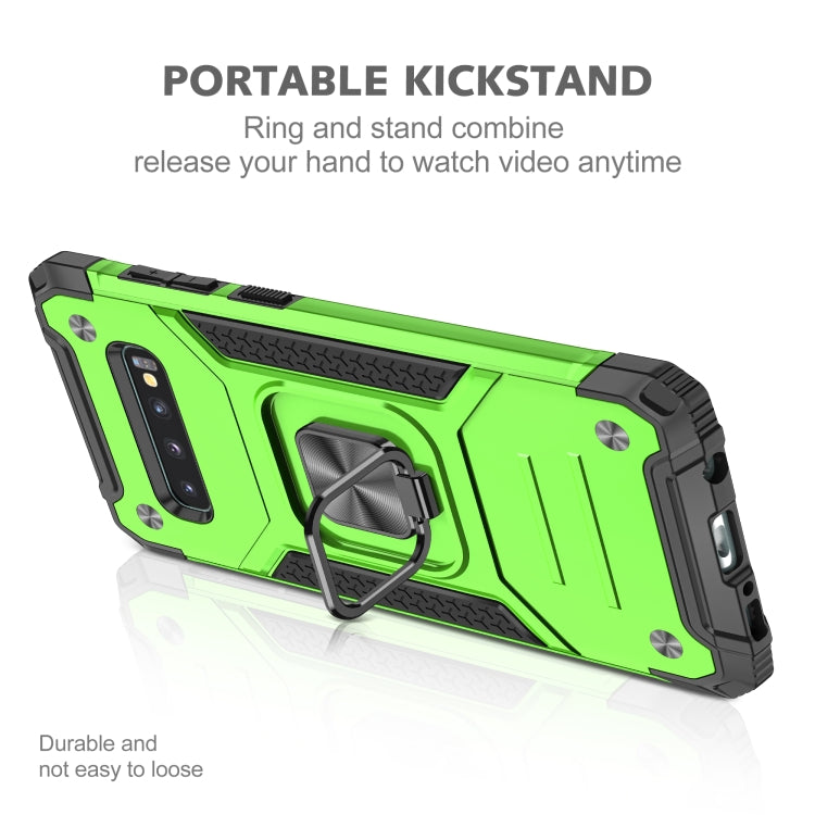 For Samsung Galaxy S10+ Magnetic Armor Shockproof TPU + PC Case with Metal Ring Holder