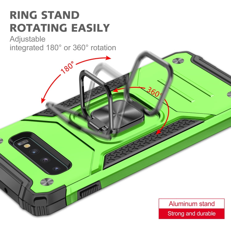 For Samsung Galaxy S10+ Magnetic Armor Shockproof TPU + PC Case with Metal Ring Holder