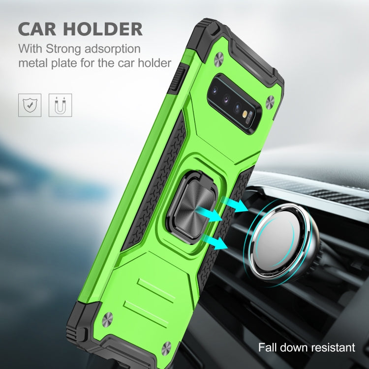 For Samsung Galaxy S10+ Magnetic Armor Shockproof TPU + PC Case with Metal Ring Holder