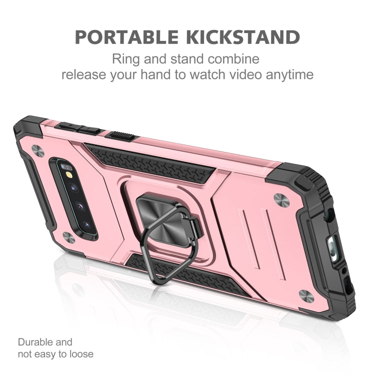 For Samsung Galaxy S10+ Magnetic Armor Shockproof TPU + PC Case with Metal Ring Holder
