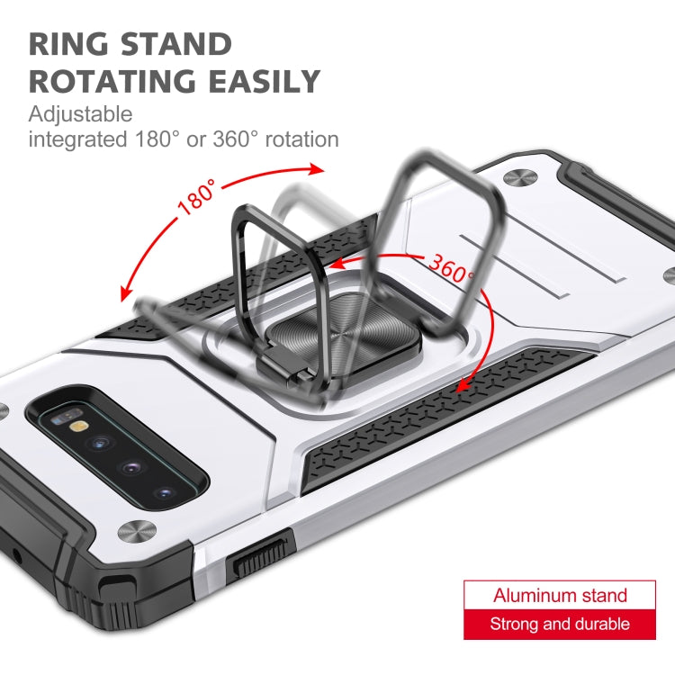 For Samsung Galaxy S10+ Magnetic Armor Shockproof TPU + PC Case with Metal Ring Holder