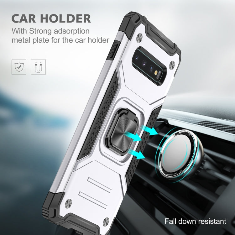 For Samsung Galaxy S10+ Magnetic Armor Shockproof TPU + PC Case with Metal Ring Holder
